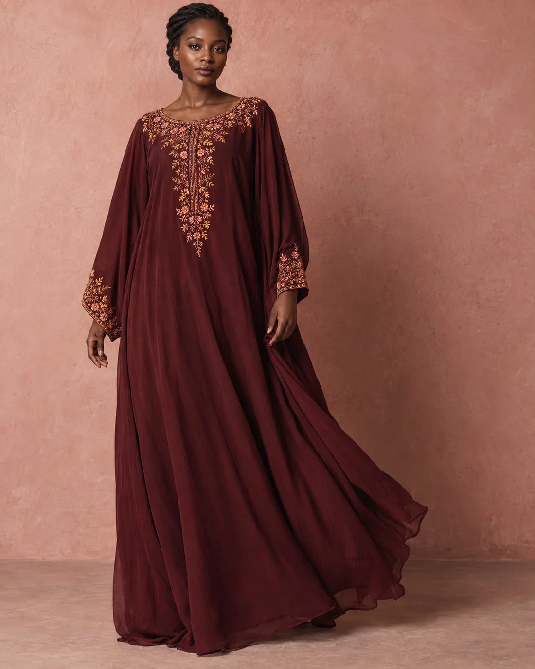Wine Mukhawar styling illustration against a rose backdrop
