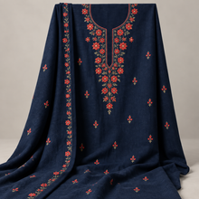 Midnight garden: coral botanical motifs on midnight blue — design illustration